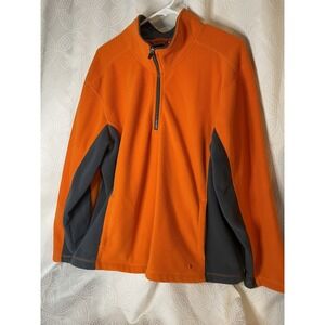 Athletic Works Jacket Sz Men's L (42-44) Orange Fleece & Gray Trim ZIP FRONT